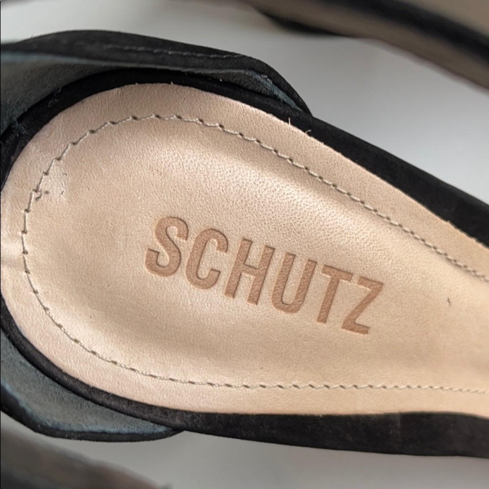 Schutz Enida Black Nubuck Ankle Strap Heels NEW - Picture 4 of 12